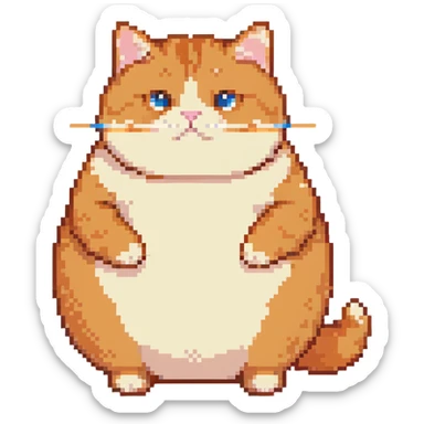 round chubby orange cat, entire body sticker
