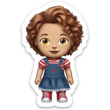 chucky doll wearing a dress sticker