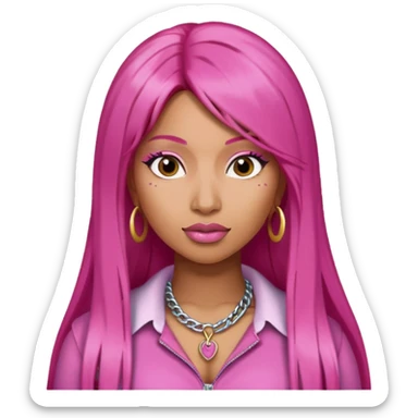 Nicki Minaj with long dark pink hair sticker