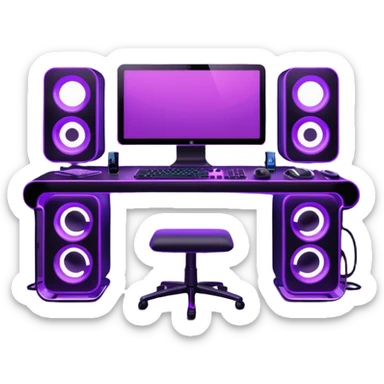 purple gaming setup sticker