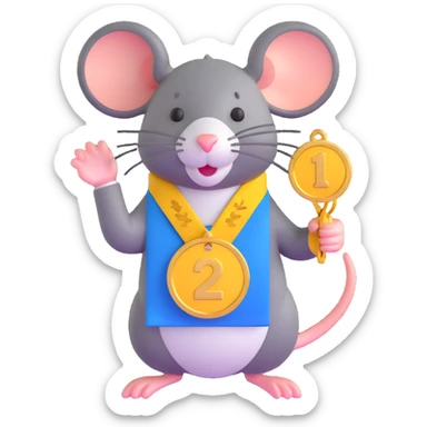 rat with a gold medal and ribbon sticker