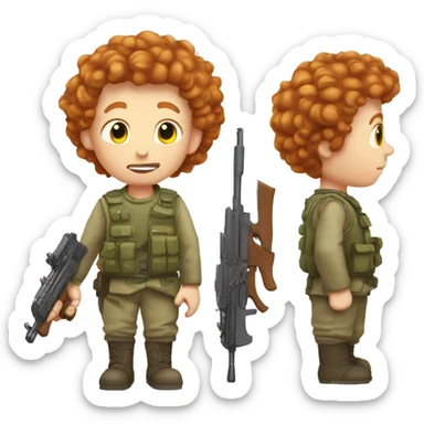 ginger boy with permed hair and small arms sticker