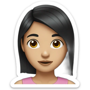 girl with black hair and brown eyes  sticker