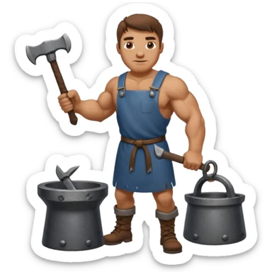 medieval blacksmith with an anvil sticker
