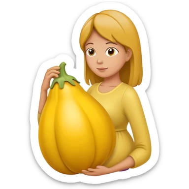 yellow eggplant combined with pregnant person and bowing person, bowing person in profile sticker