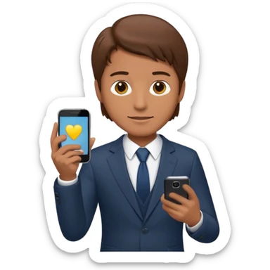 Mach mir einen Trader an der Wallstreet mit anzug und braunen haaren mit einenm handy in der han sticker