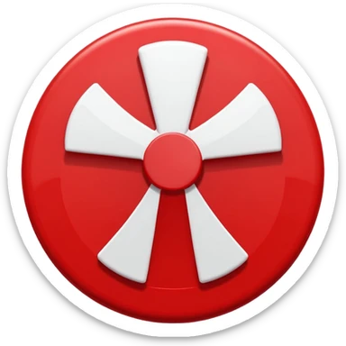 Red circular cross icon, white X(wrong) symbol in center, glossy 3D button style, smooth surface, soft shadow, minimal design, centered composition, high resolution sticker