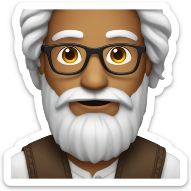 indian man with long hair and short full beard with glasses sticker