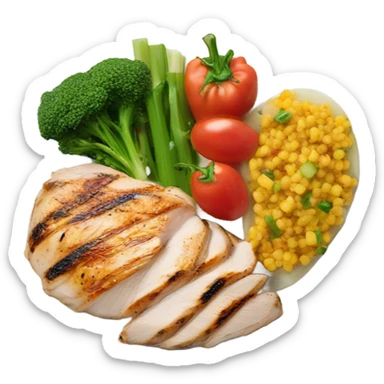 round white plate with healthy food sticker