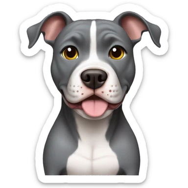 Gray Pitbull sitting  sticker