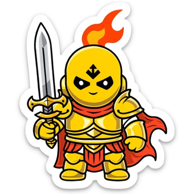 Emperor of Mankind from Warhammer 40K with golden armor and a large flaming sword sticker
