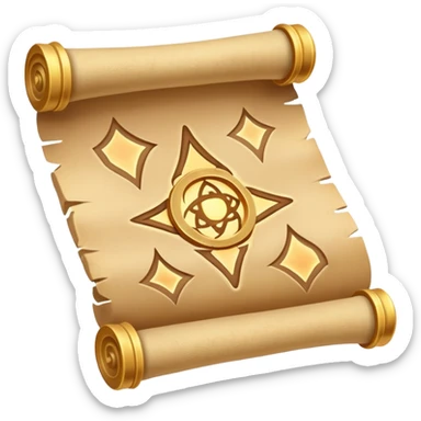 desert magic scroll object icon, ancient parchment with glowing sand symbols, sand dust floating, fantasy desert artifact, 3D cartoon, mobile game icon style, centered, clean background, no text, no watermark
 sticker