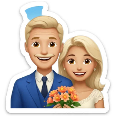 Couple  laughing traveling russian man and elegant  Latina girl delicate flowers and mountains in the background  sticker