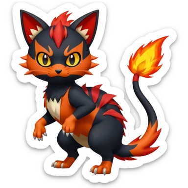 Nargacuga-Litten-Torracat-fusion-Fakemon-Pokémon-creature  sticker