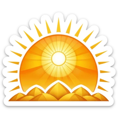 Golden sunrise with rays of light, no people sticker