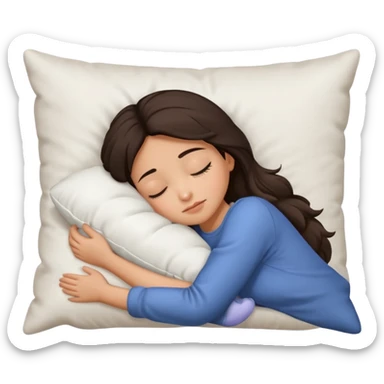 Girl asleep hugging pillow sticker
