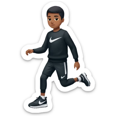 un emoji (qui ressemble à un vrai emoji téléphone)de quelqu'un qui tombe (homme noir pull Nike).Il tombe vers l'avant .Il a 11 ans sticker