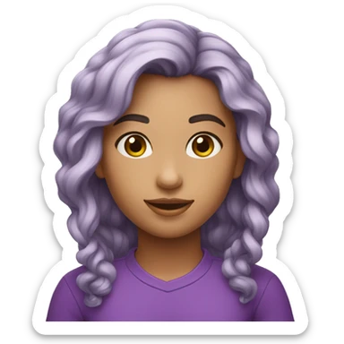 Menina de pele clara e cabelo roxo cacheado sticker