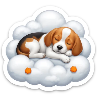 Beagle dog with Orange necklace sleeping in cloud sticker