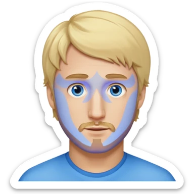 Genmoji style portrait of Logan Paul, blonde hair, blue eyes, short beard sticker