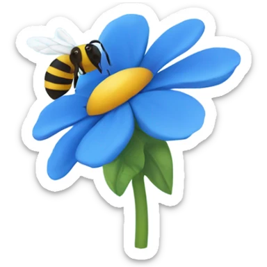 Blue flower with a bee sticker