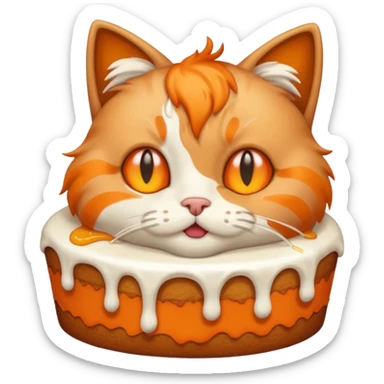 Cat vomiting because of eating cake sticker