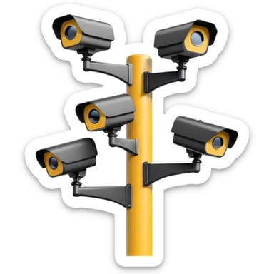 Multiple CCTV cameras on a pole in black  sticker