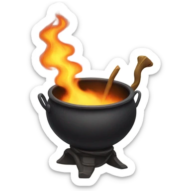 Cauldron that has fire twirling out of it sticker