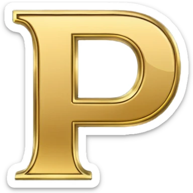 The letter P in black and gold sticker