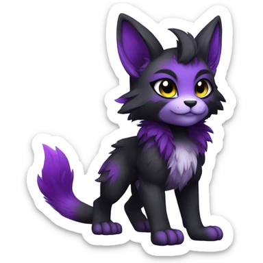 Anthro-Edgy-Cool-Black-Purple-Contrast-Colors-Fantasy-Fur-Sona-Chibi-Shiny-Fakémon-Hybrid full body sticker