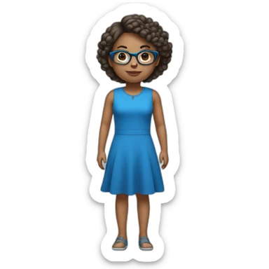 girl wearing a blue dress and glasses full body sticker