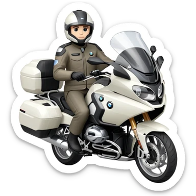 BMW R 1200 RT touring motorcycle with rider sticker