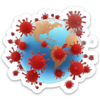 red virus spreading across earth sticker