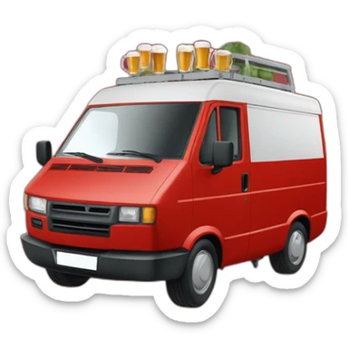 Red Fiat Ducato red bad guy drinking beer in t-shirt 52 sticker