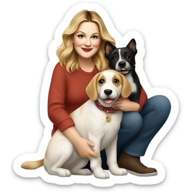 Drew Barrymore With Her Dog Douglas  sticker