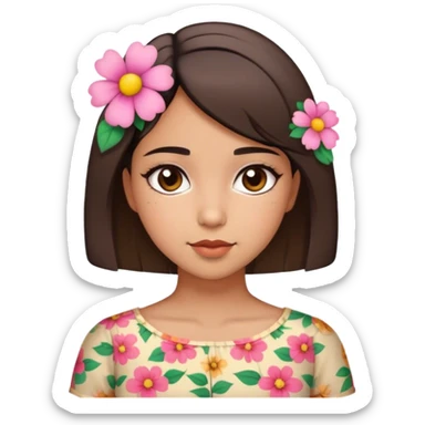 cute latina girl, with short hair and flower blouse sticker