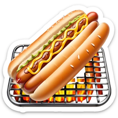 bbq hot dog on grill sticker