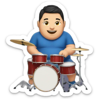 Funny fat kid playing drums sticker