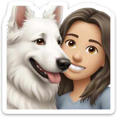 Happy white Swiss Shepherd  with brunette girl sticker