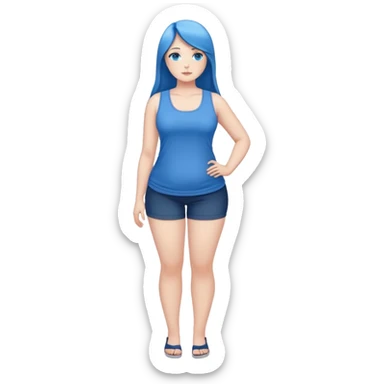 1girl, curvy, medium blue {very long straight hair} blueeyes,fullbody,classy pose,tank top sticker