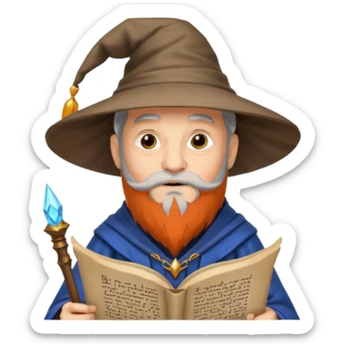 Old Scholar Wizard – gray beard, reading ancient scroll. sticker
