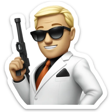 white suit mafia with bazooka and sunglasses sticker