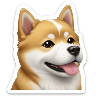a female shiba inu mixed with a shih tzu in colors golden and white smiling sticker