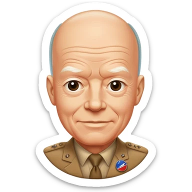 Eisenhower with his famous 'I Like Ike' campaign button and friendly expression sticker