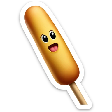 Corndog on a stick with baseball bat sticker