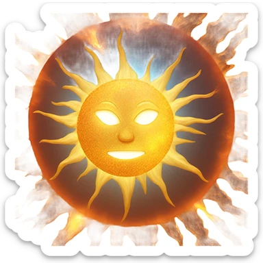 burning sun closeup sticker