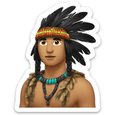 cacique serio indio plumas negras sticker