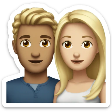 A brunette woman with brown eyes and a blonde man with blue eyes sticker