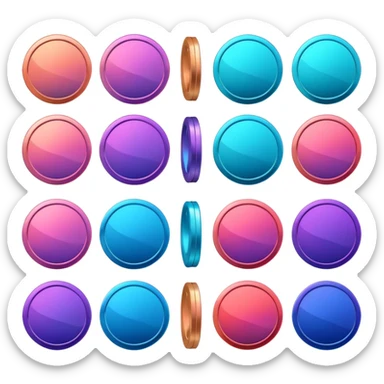 coins credit pack in gradient of turquoise, blue, pink, purple, and coral color sticker