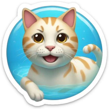 cat in the swimming pool sticker